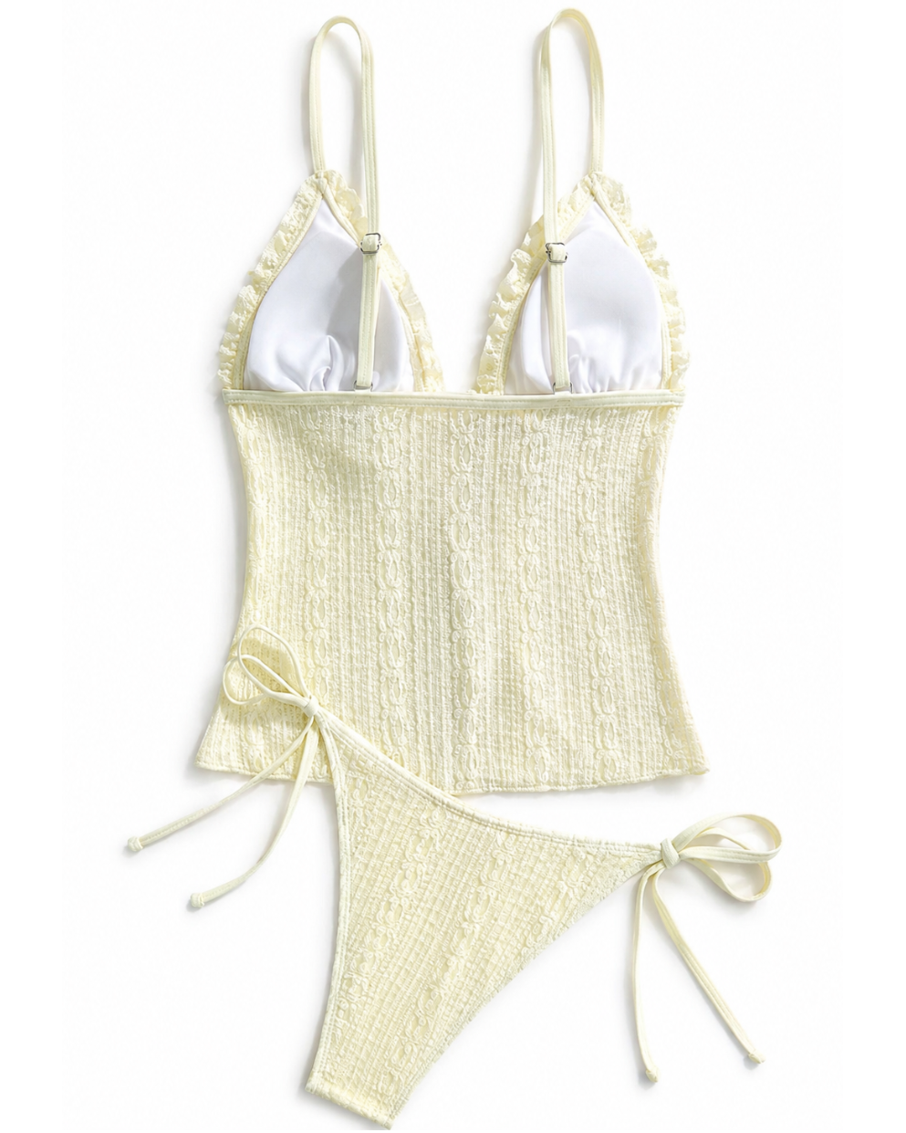 Yellow Crochet Lace Tankini Set