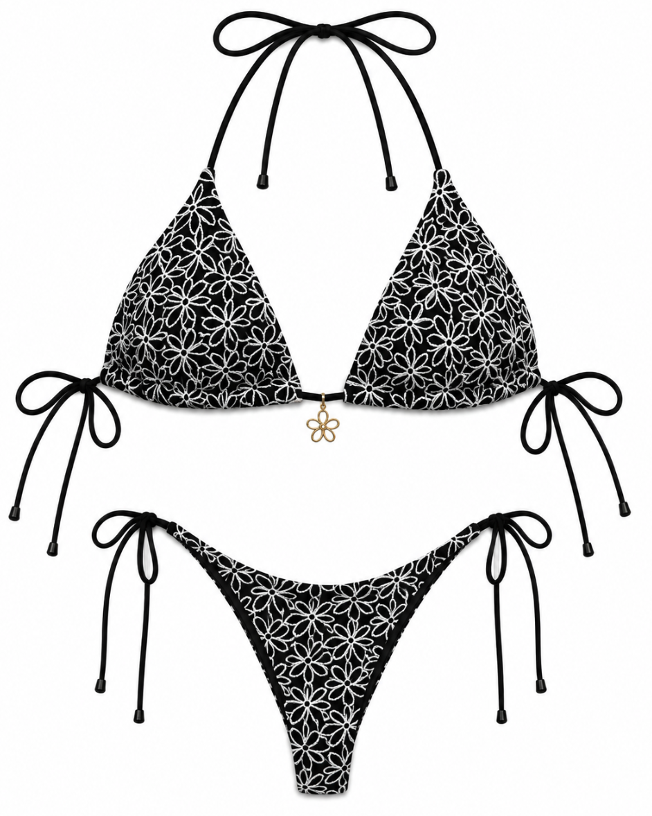 Midnight Daisy Bikini Set