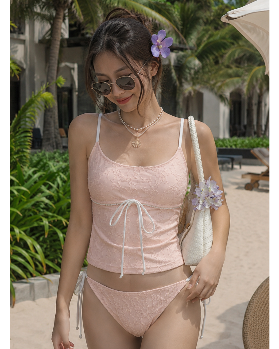 Blush Tide Textured Tankini Set