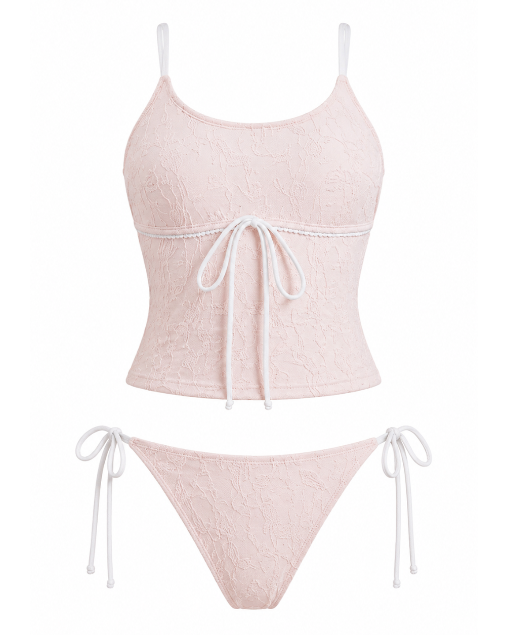 Blush Tide Textured Tankini Set