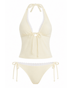 Buttercream Lace Halter Tankini Set