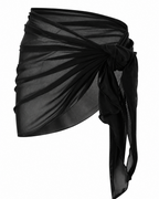 Black Mesh Tie-Side Beach Cover-Up Skirt