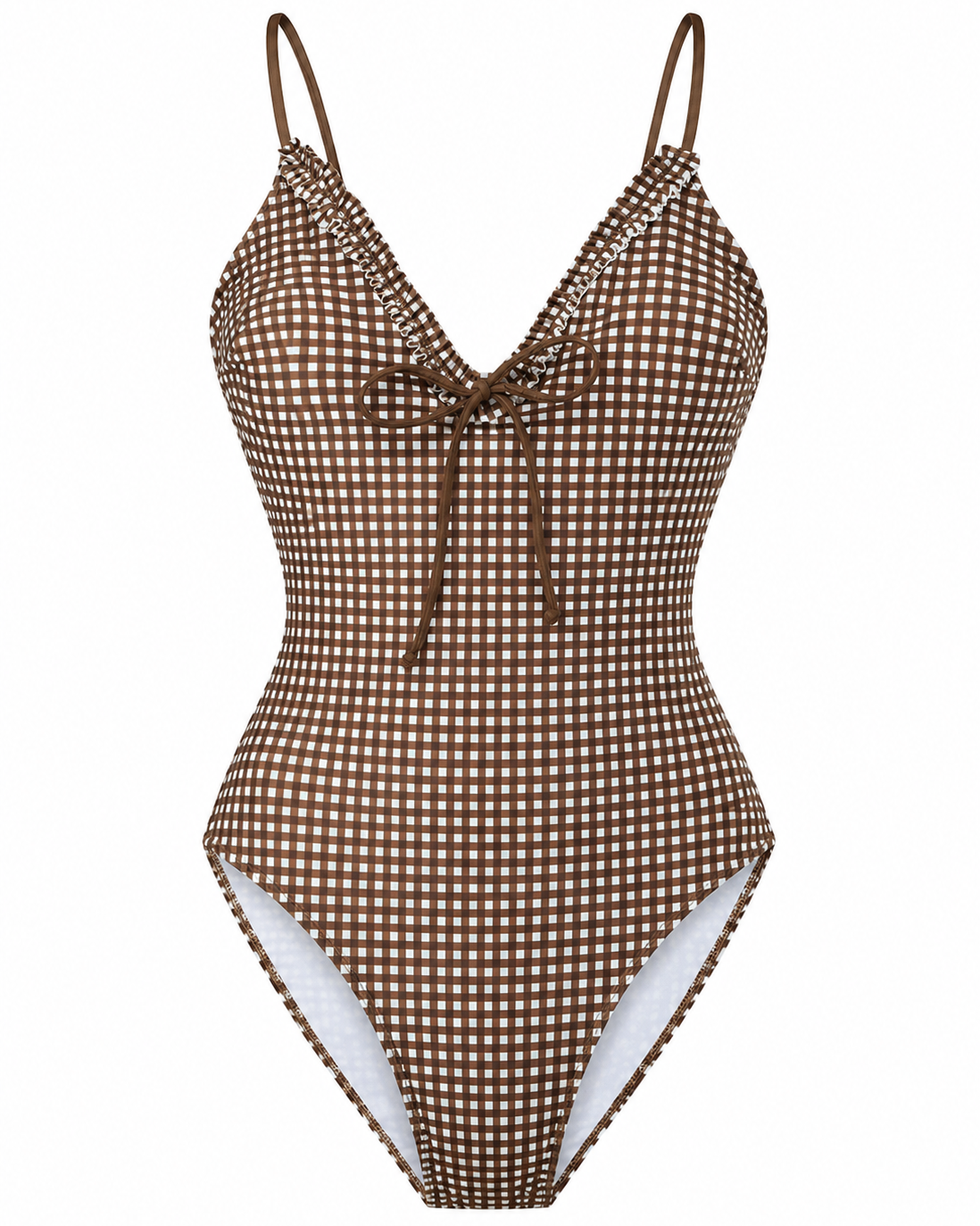 Mocha Gingham One-Piece Swimsuit