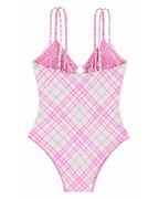 Pink Sugar Plaid Cut-Out One-Piece Swimsuit
