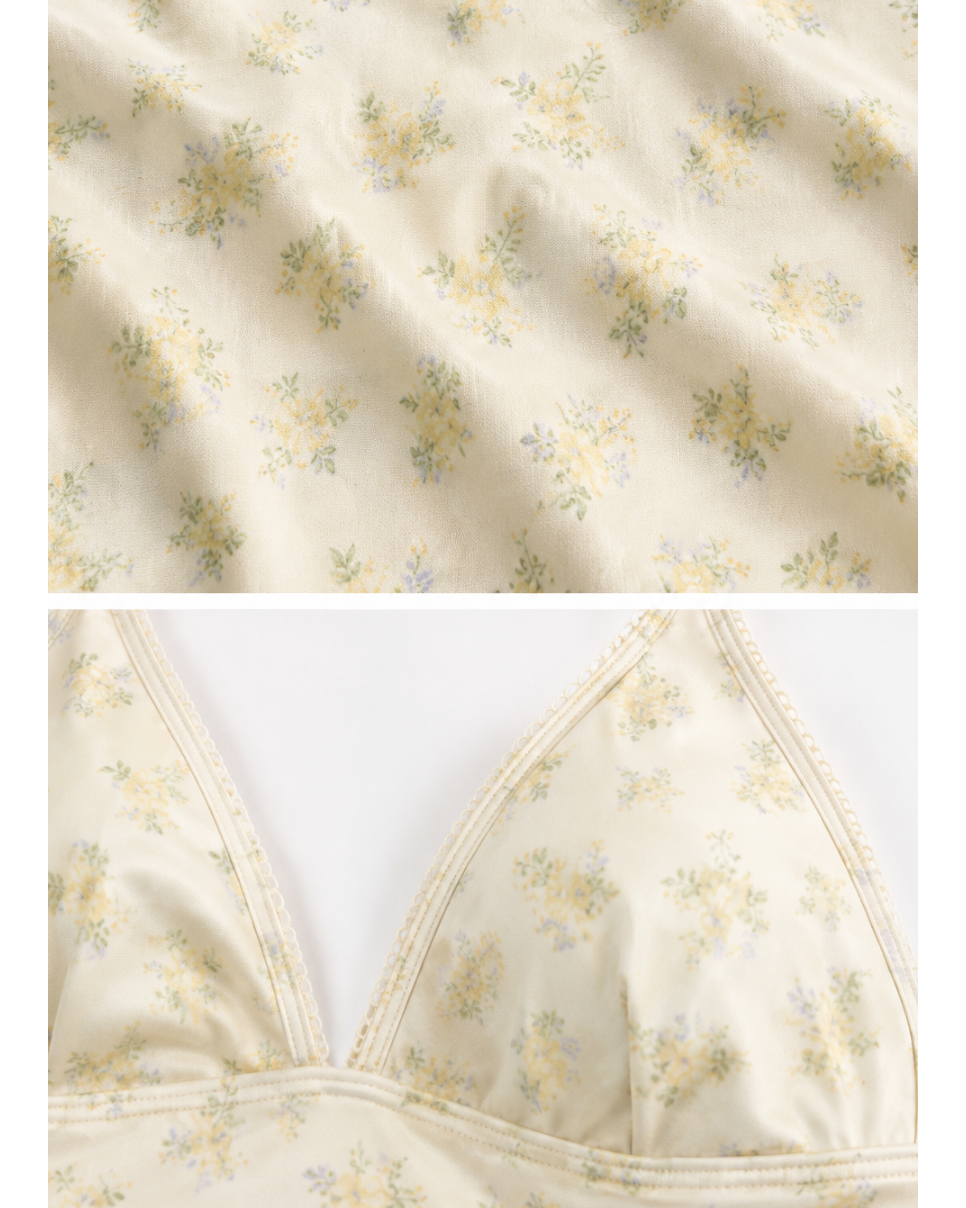 Buttercream Daisy Tie-Side Tankini Set