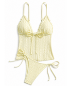 Yellow Crochet Lace Tankini Set